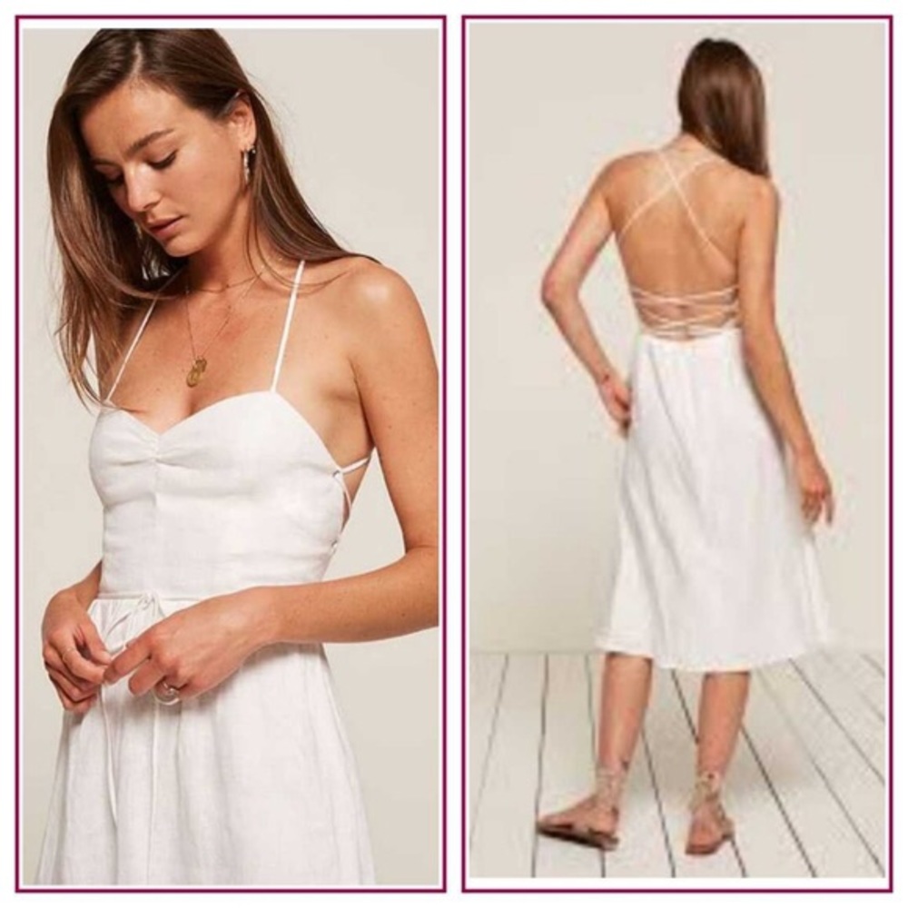 Reformation Pepper White Cross Strappy Dress